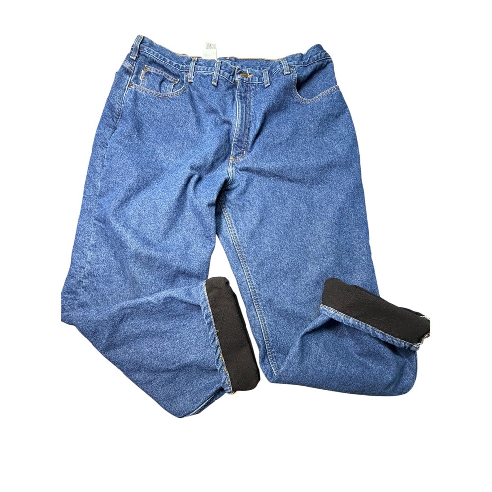 Carhartt B155 DST Fleece Lined Denim Jeans Mens 44x32 Relaxed Fit Work Pants‎